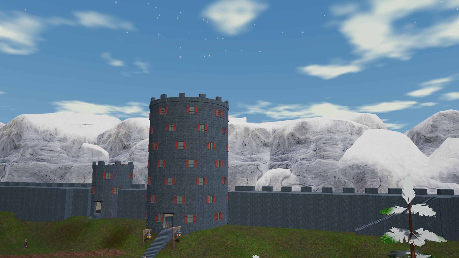 A tower on the snowy Border Wall.
