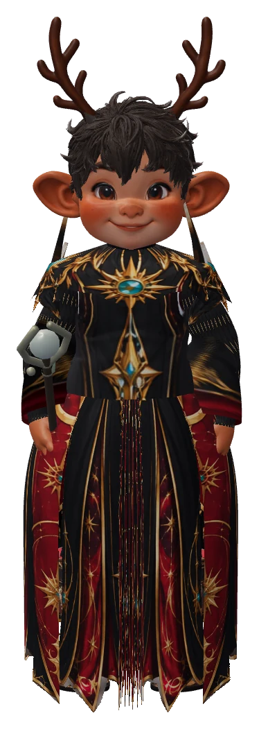A Nym Black Mage with a staff.