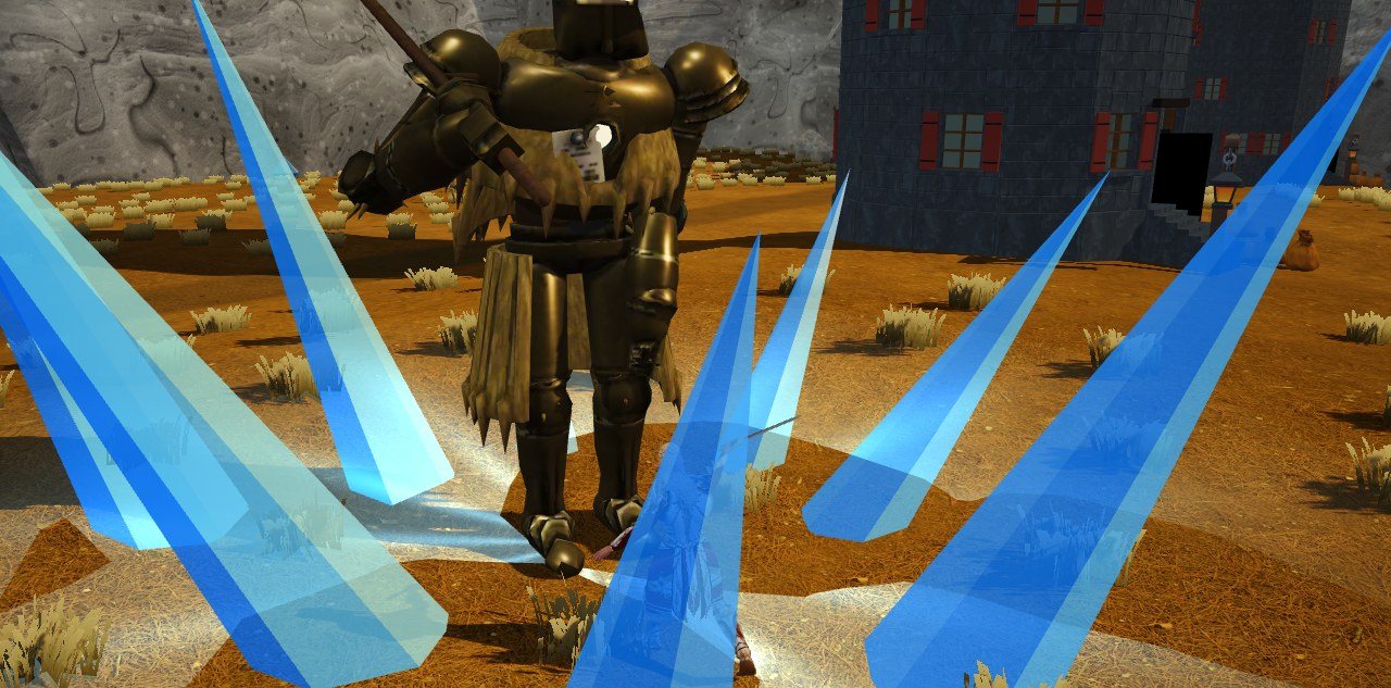 A Black Mage's Freeze bursts in ice under the Reaper.