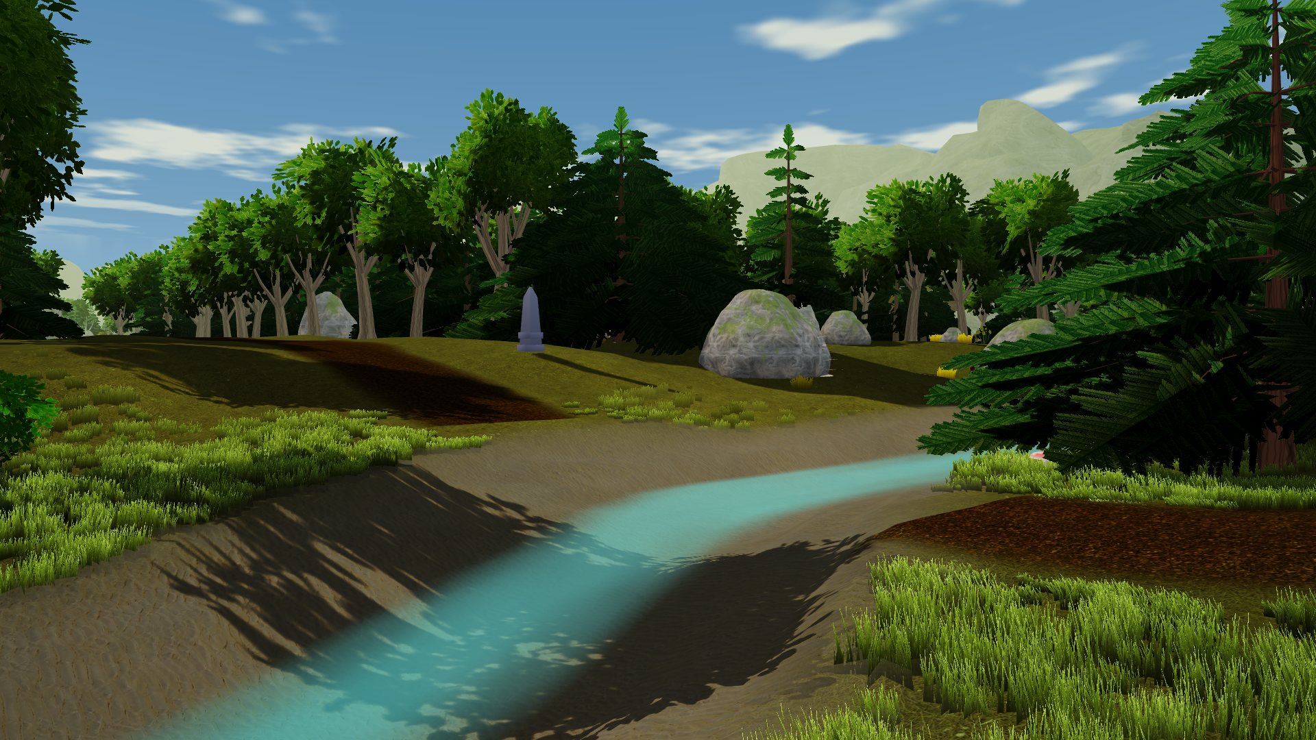 A stream runs through the Hunting Wood.
